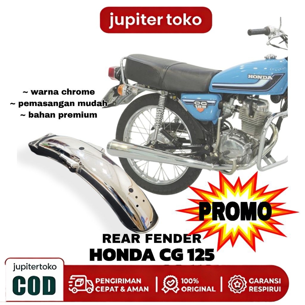 SPAKBOR BELAKANG/Rear Fender CG125 CG110 JX125 JX110 warna chrome premium
