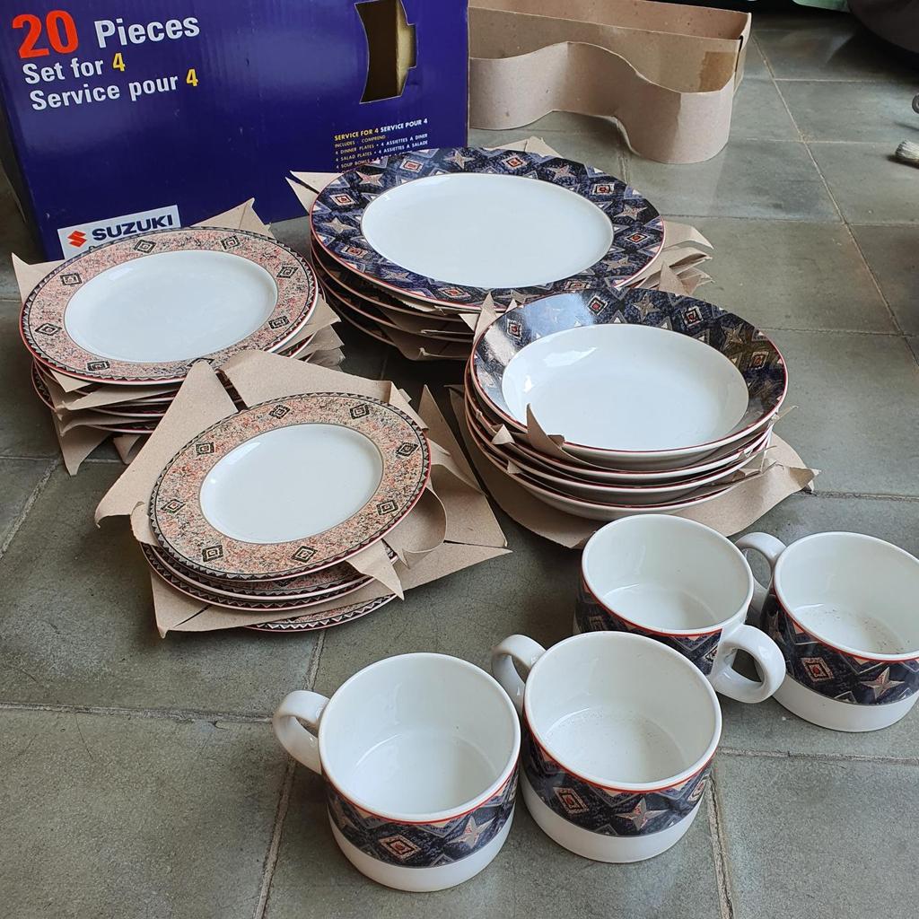 set piring cangkir mangkok cup bowl plate suzuki salad soup lawas nos