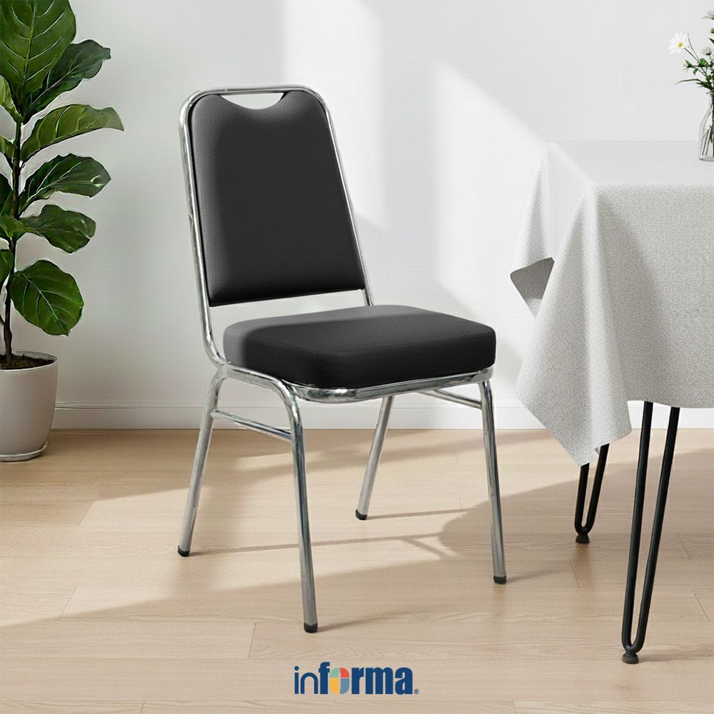 Informa Lion Kursi Banquet Fabric - Hitam Multipurpose Chair Kursi Makan Cafe Restoran Tempat Duduk 