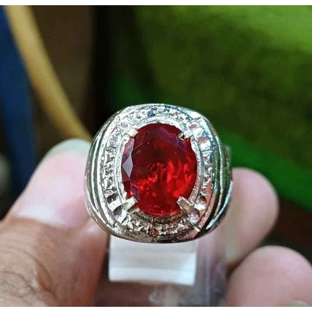 permata merah Siem cutting dim12 ring alpaka super