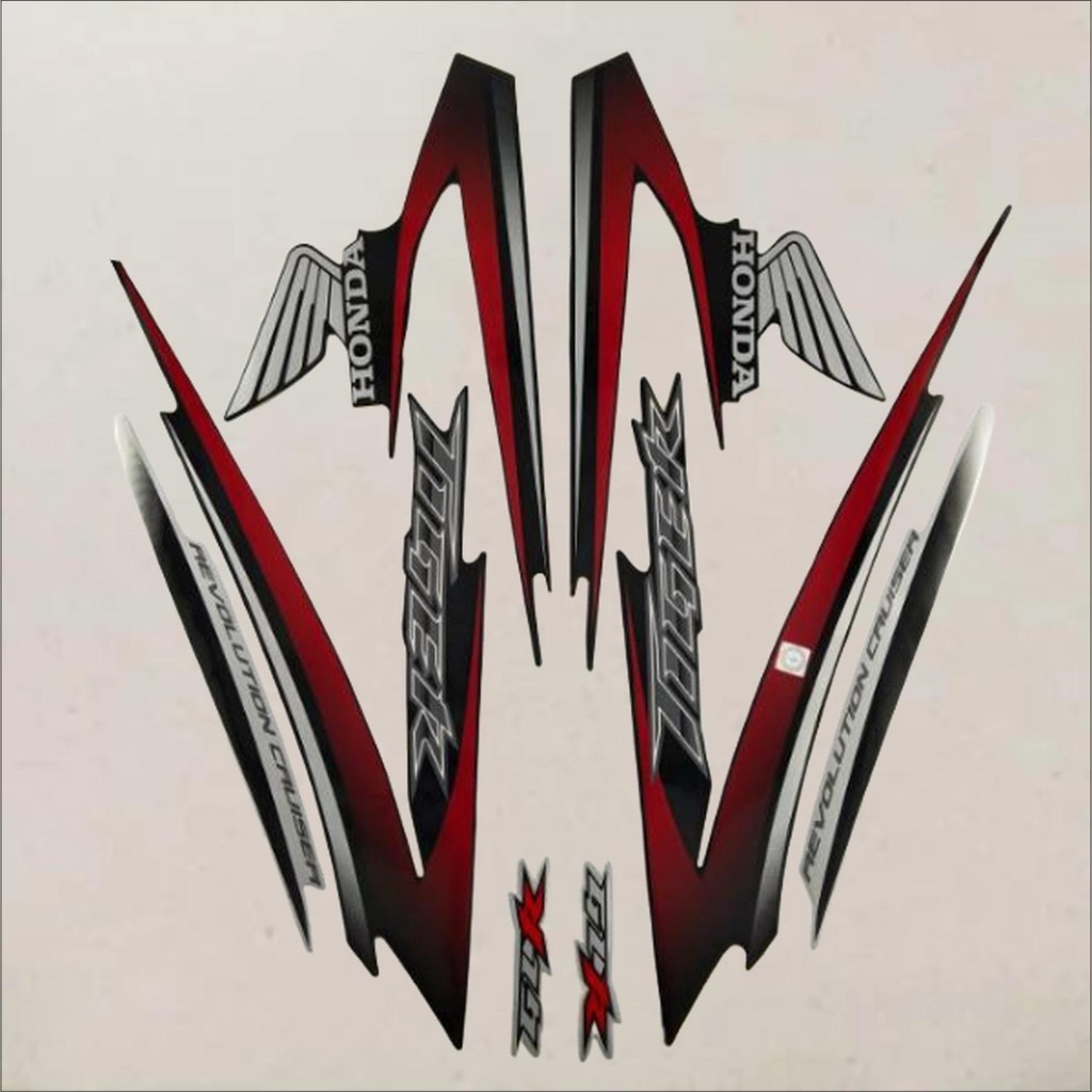 striping lis stiker standar ori Tiger 2009 hitam merah stiker ori Tiger Revo 2009 striping Tiger Rev