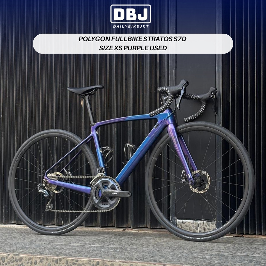Polygon Stratos S7D Road Bike Disc Brake Size XS Purple Used