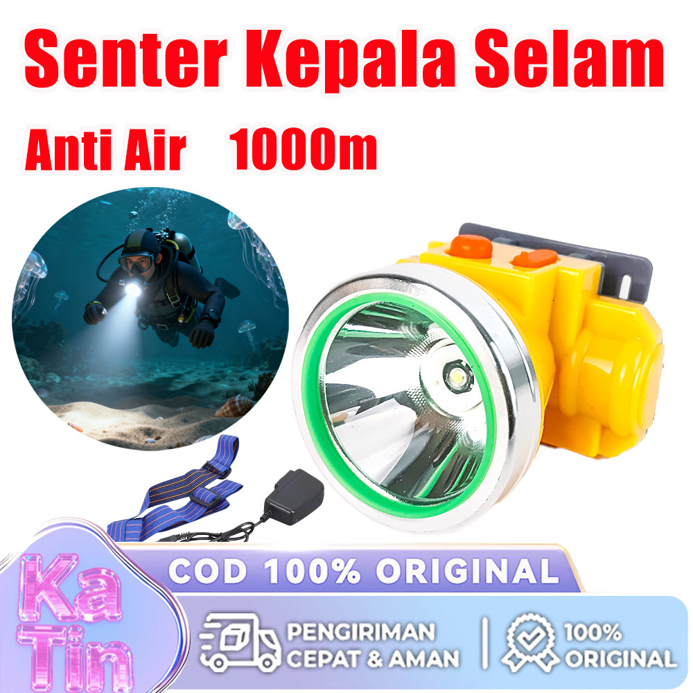 Senter Kepala Selam Diving Headlamp Mini WATERPROOF Kepala Super Terang Senter LED Super Terang Lamp