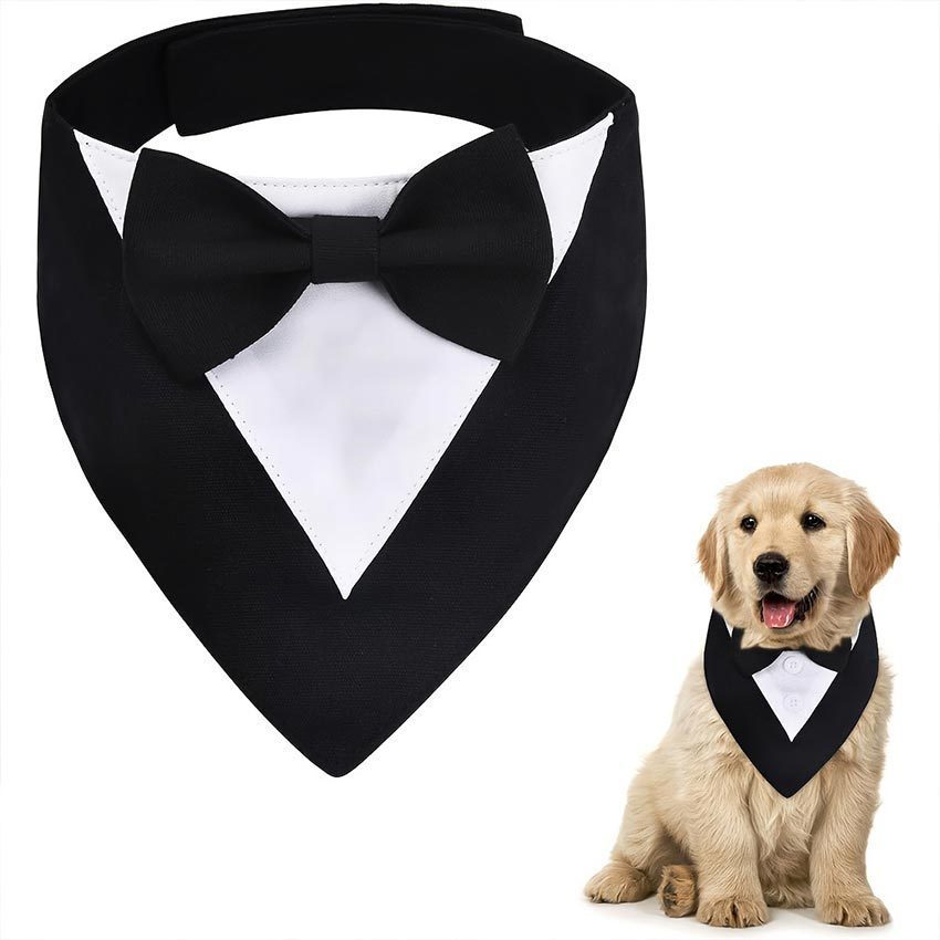 Machinegard Tuxedo Anjing Bandana Kucing Besar Kecil Kalung Kucing Anjing Tuxedo Bandana