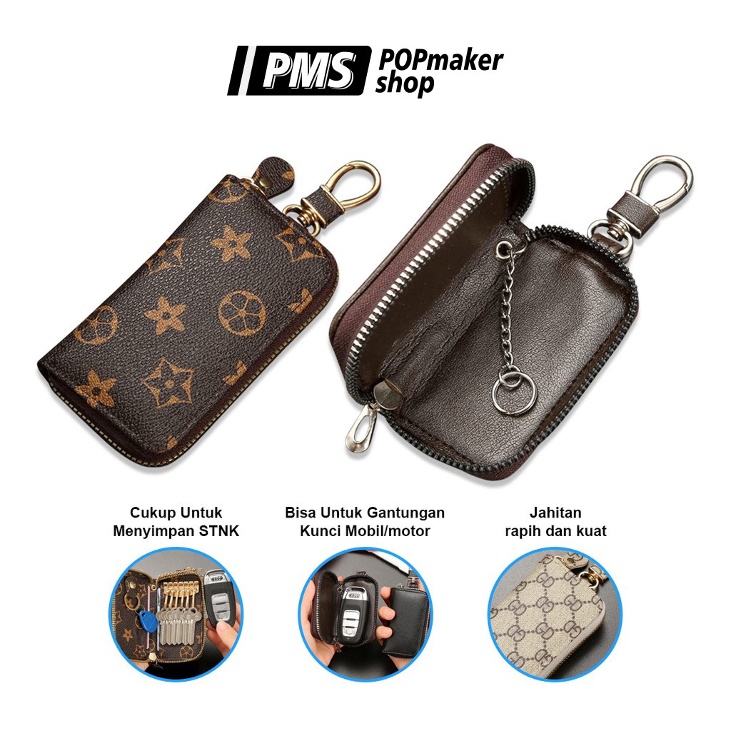 POPmaker shop Dompet Kunci Mobil Motor K08 / Gantungan Kunci Multifungsi​ - Dompet dengan Resleting 