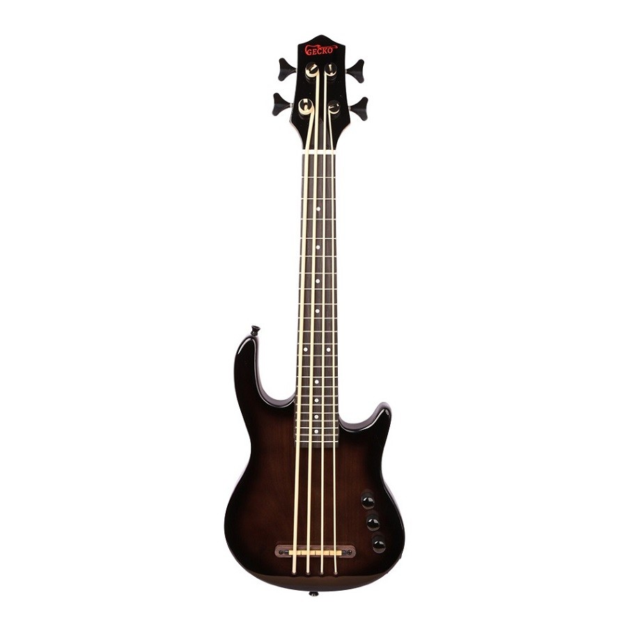 GECKO UBASS 4-String Mini Electric Ukulele Bass Black Polished Glossy Custom OEM Ash Maple Professio