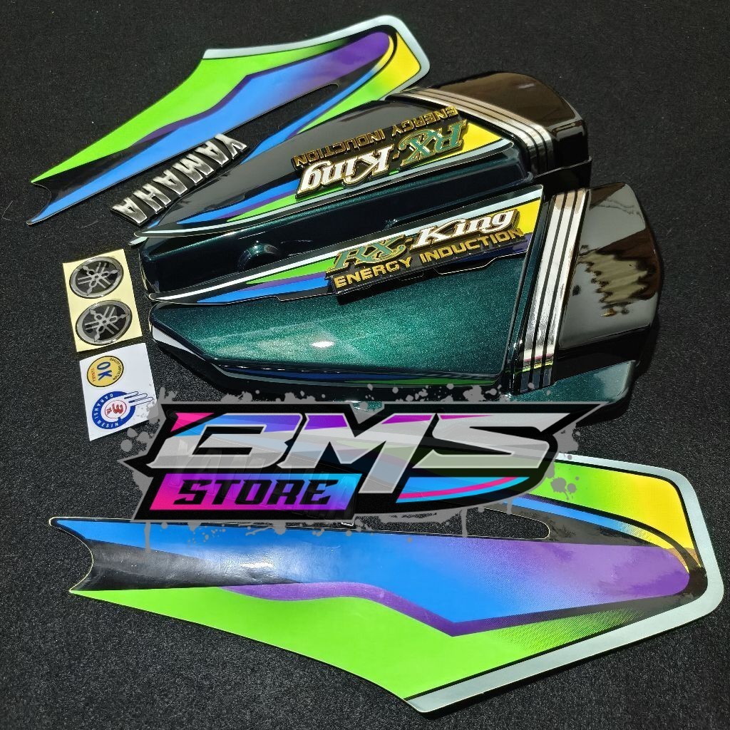 Striping stiker motor yamaha rx king tahun 1998 1999 2000 / box aki rx king warna hijau botol / embl