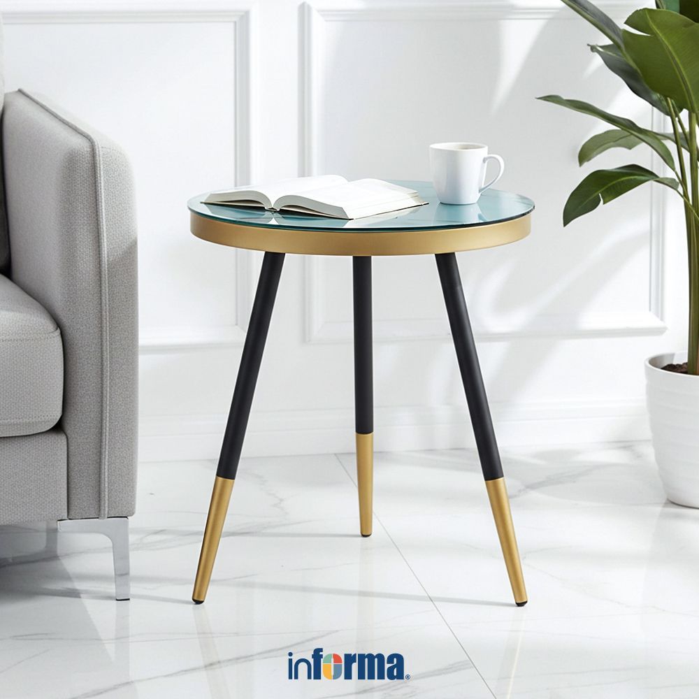 Informa Marsha Meja Sisi - Gold End Table Meja Kecil Aesthetic Meja Samping Serbaguna Small Table