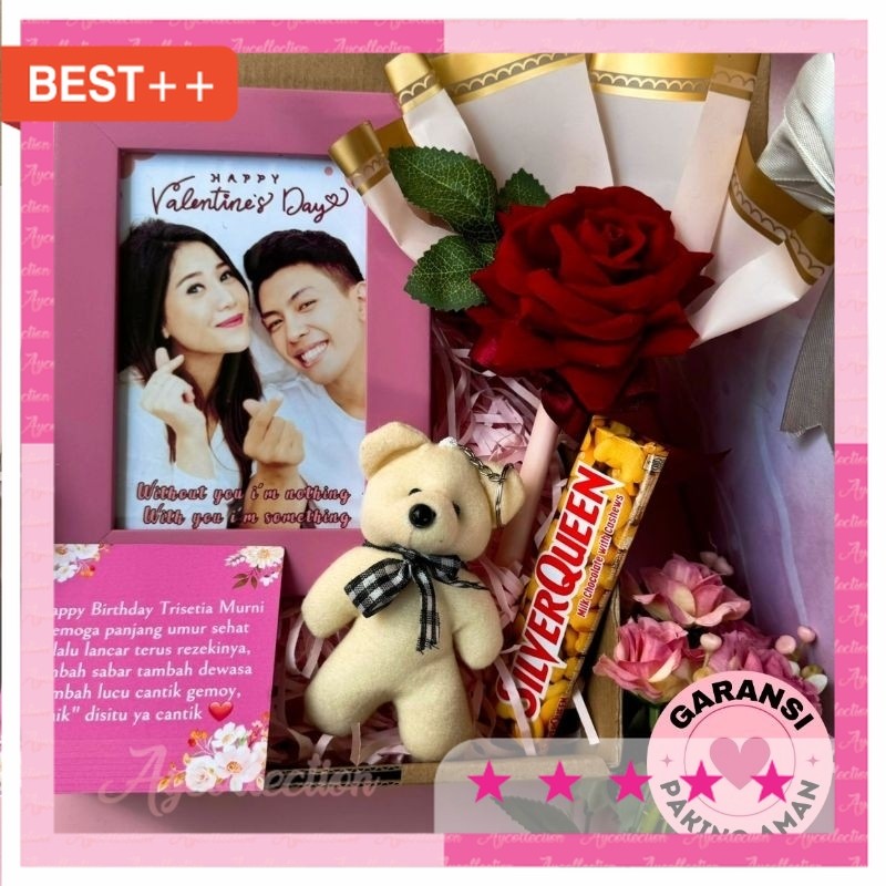 Hampers valentine romantis buat pacar / Hampers Valentine Cewek / Kado Valentine Romantis Frame Cust