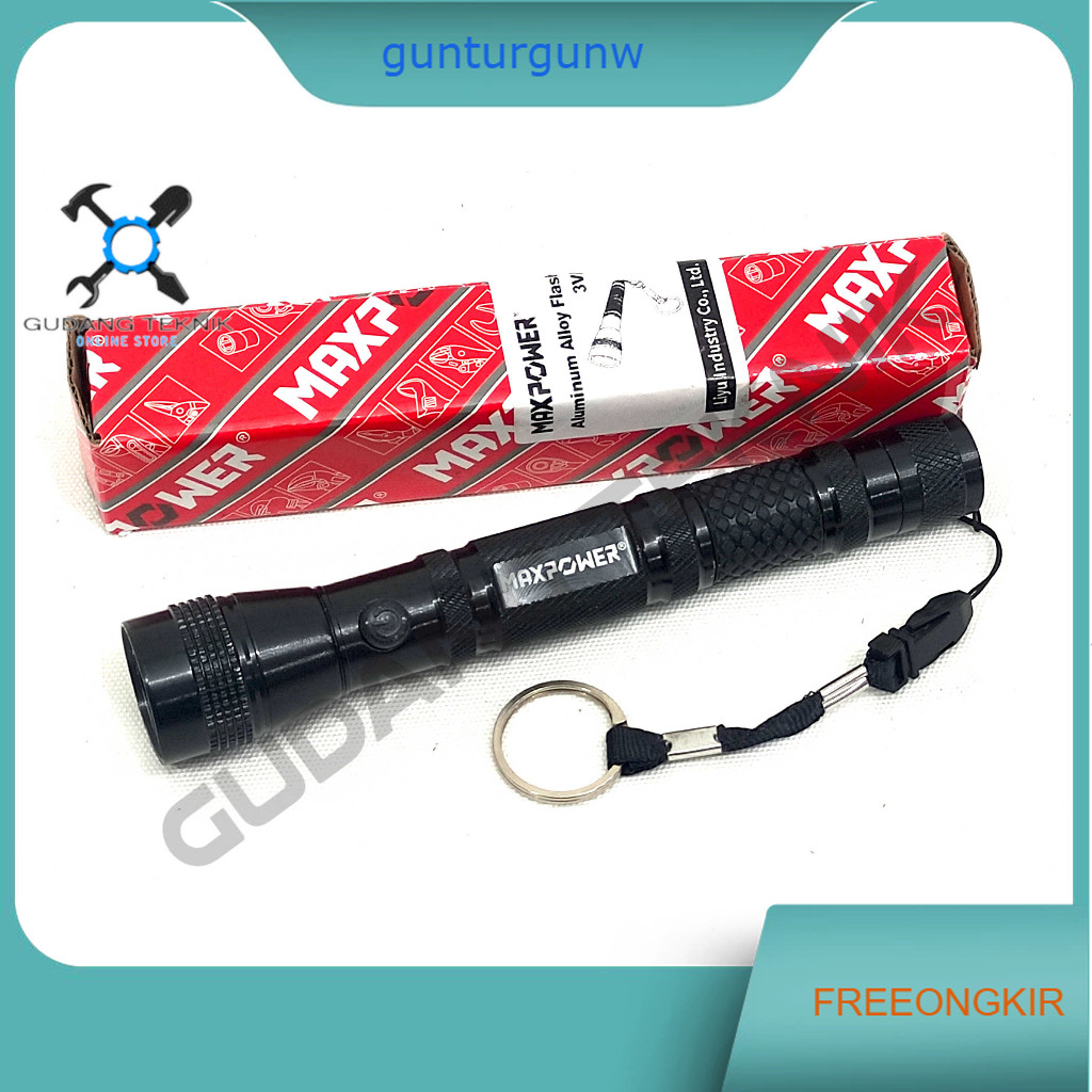 Senter Lampu LED MAXPOWER M64737 3V / Lampu Senter Flashlight 3 Volt 1 LED Senter Police Swat MAX PO