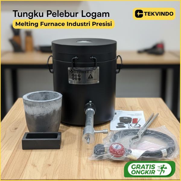 Tungku Pelebur Logam Gas 12Kg Aluminium Tembaga Timah Perak Emas Melting Furnace Industri Presisi
