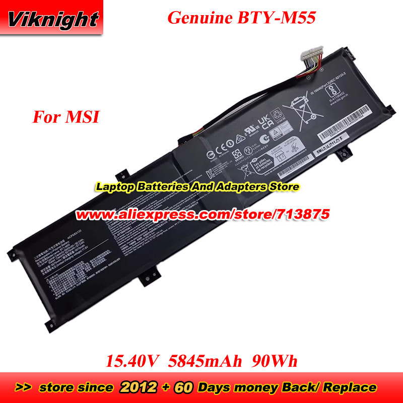 Genuine BTY-M55 Battery 4ICP5/63/133 925QA055H 90Wh for MSI Alpha 15 A3DDK A4DEK B5EEK B5Ex GP77 MSI