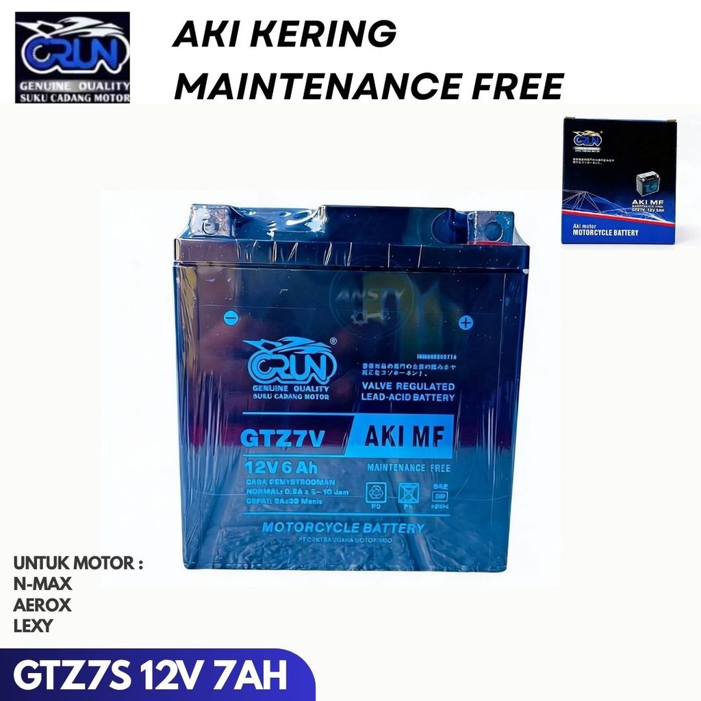 Crun Baterai Aki Motor GTZ7V 12V 6Ah Ampere GTZ6V Yamaha Nmax Aerox Lexy