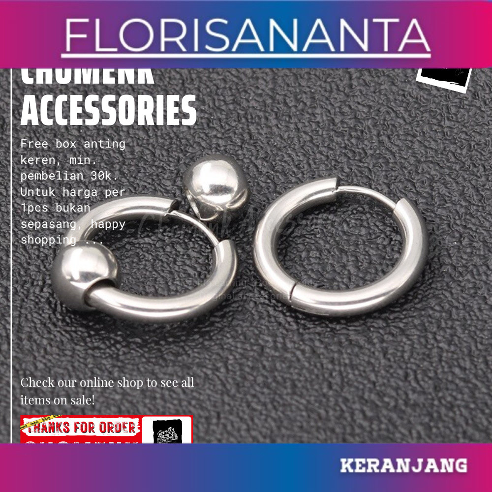 terlaris baru ANTING PRIA ANTING HOOP ANTING TINDIK TITANIUM ANTING HOOP BALL 1PCS ANTING PRIA ANTIN