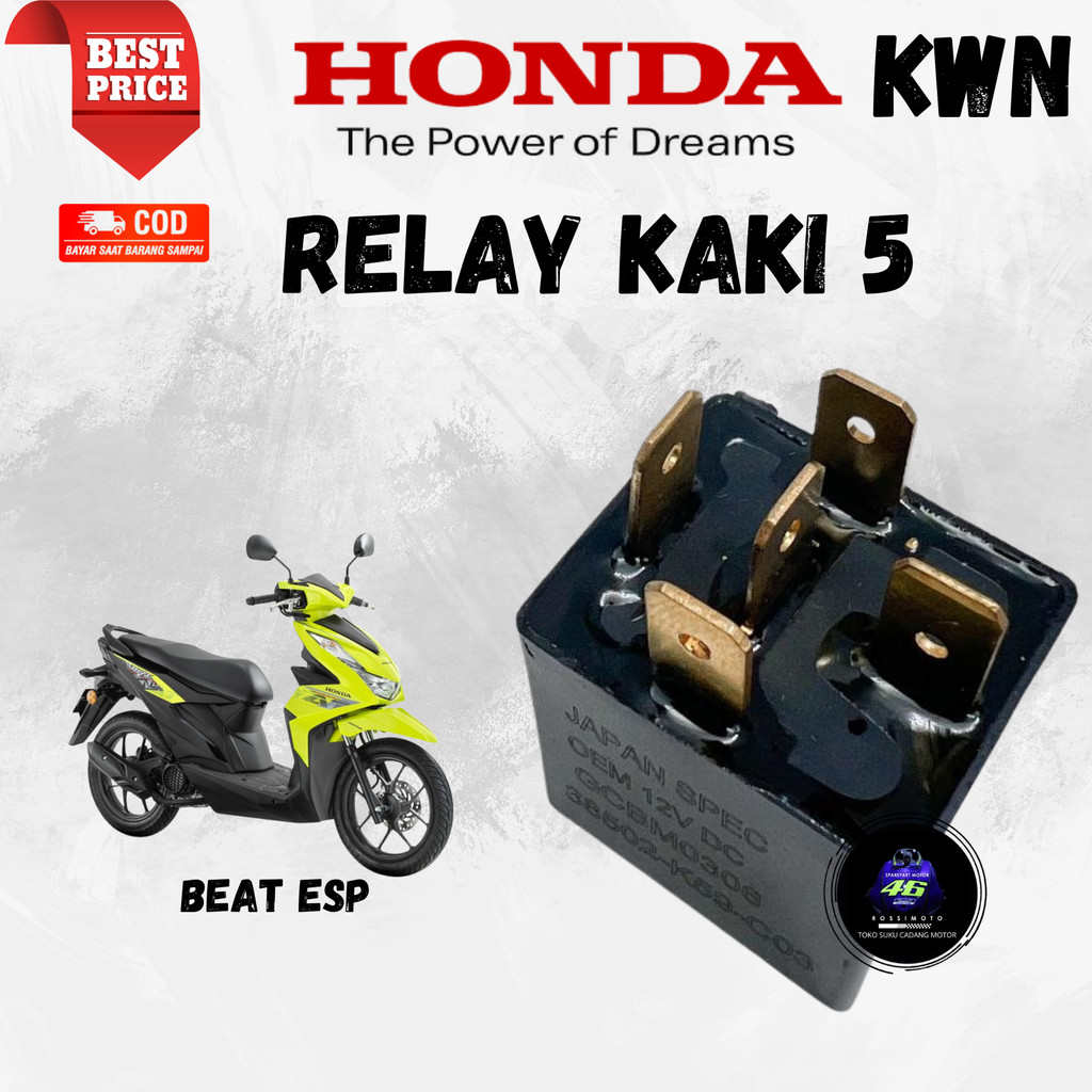 ( GARANSI ) ORI RELAY KAKI 5 MOTOR BEAT ESP (KWN) | SPAREPART ORIGINAL  SUKU CADANG SEPEDA MOTOR