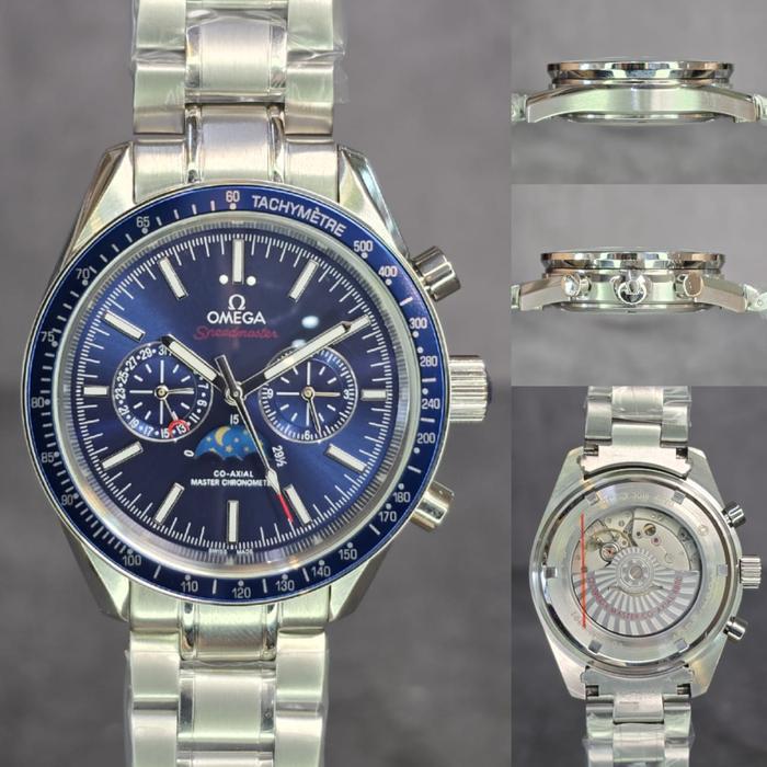 bergaransi Jam tangan Automatic OMG MoonPhase Stainless steel - blue, free