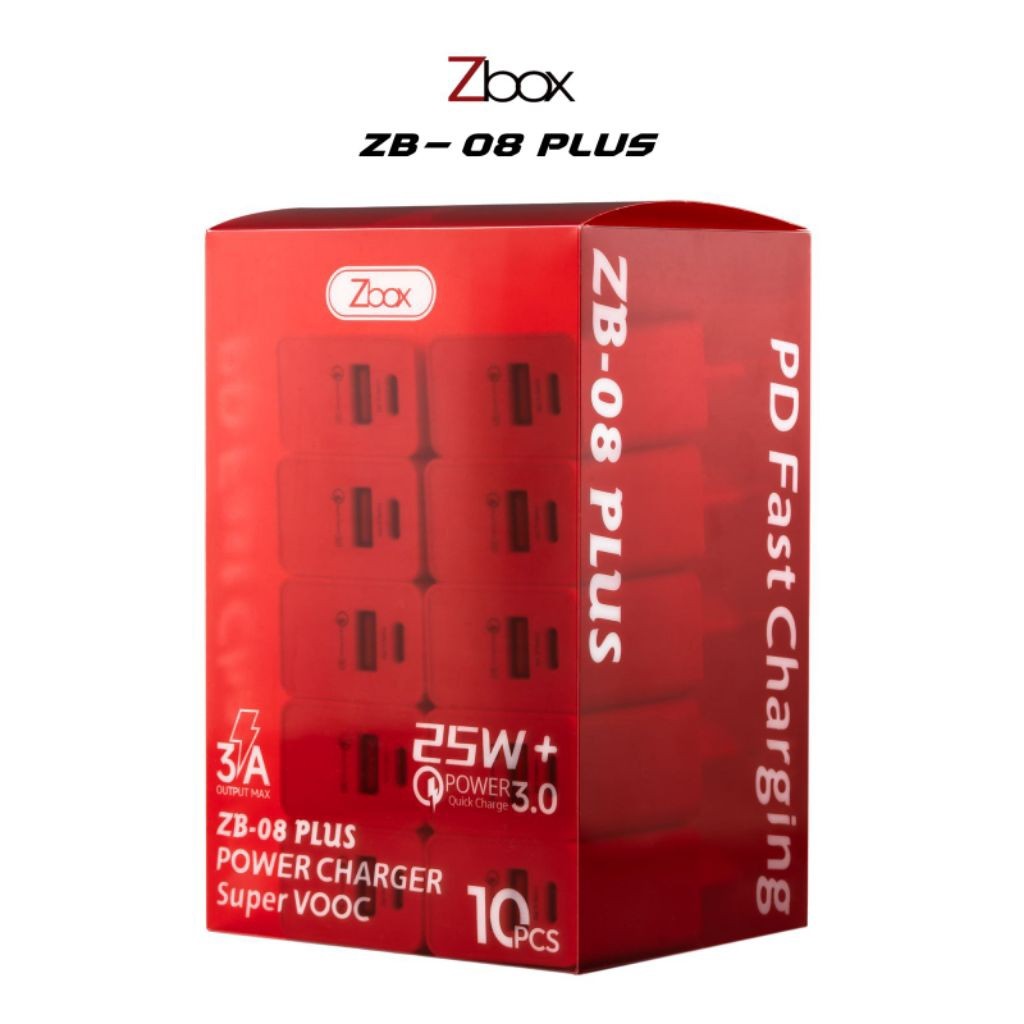 CHARGER ZBOX ZB-08 PLUS Usb C/PD Fast Charging 25W Usb A/3.1A QC3.0+Super Vooc Overcharge Protection