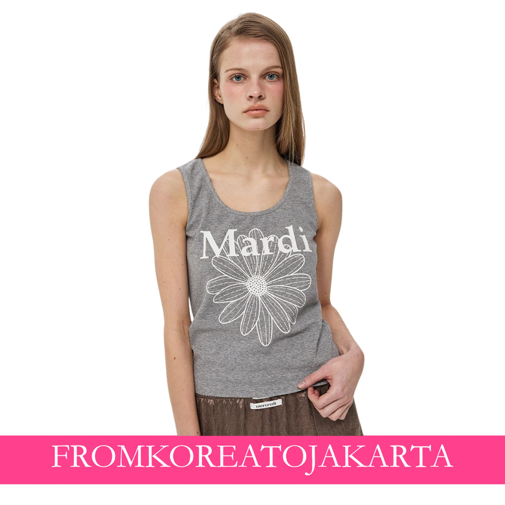 Mrdi Mrcredi Tank Scoop Neck Flowermardi - Grey White
