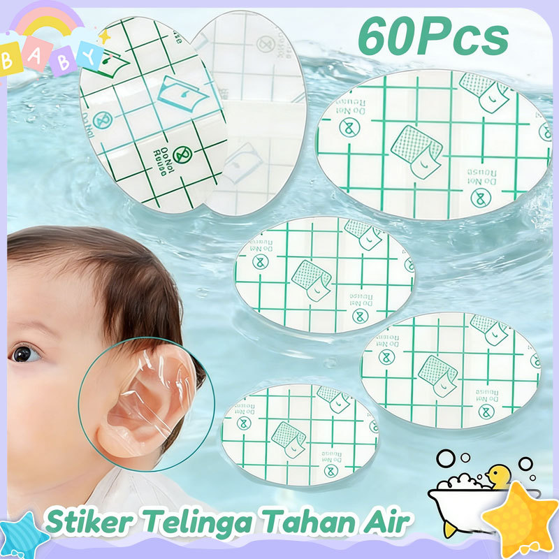 60Pcs Stiker Pelindung Telinga Anti Air Mandi Renang | Penutup Telinga Aman Bayi & Dewasa