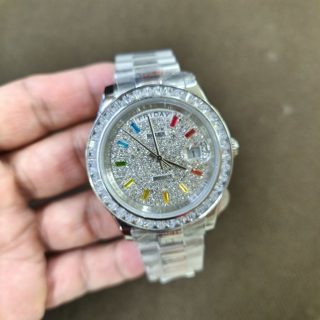 promo Jam tangan Automatic RX DayDate Iced Out Diamond