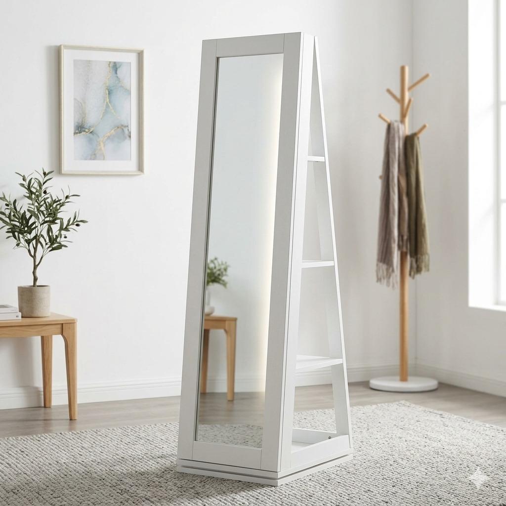 Dekoruma KAGAMI Standing Mirror with Storage / Cermin dengan Rak Susun / Kaca Standing dengan Rak- W