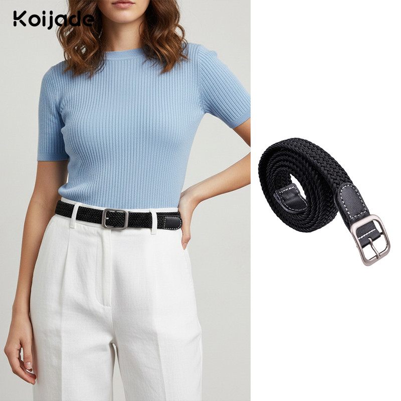 COD Elastic Unisex Braided Canvas Belt Invisible for Jeans No-Buckle Versatile Fit