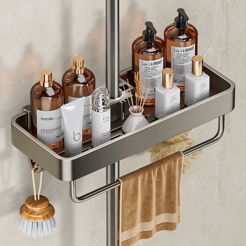 Rak Shower Kamar Mandi Klip Tanpa Bor Aluminium Space Nampan Untuk Tiang Shower Serbaguna