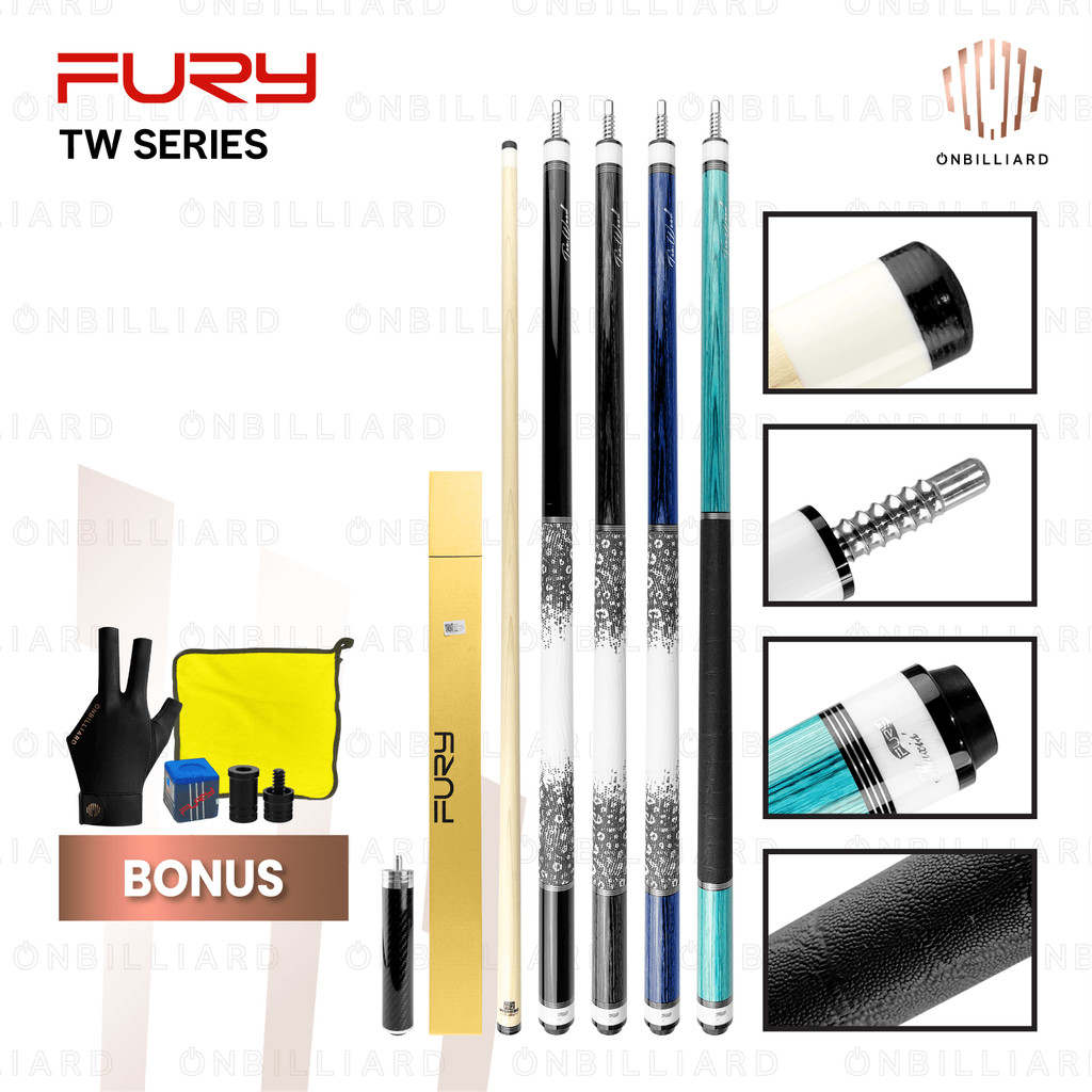 FURY TW Stick Billiard Maple Cue Low Deflection Play Cues TW-1 TW-2 TW-3 TW-9 FURY TW