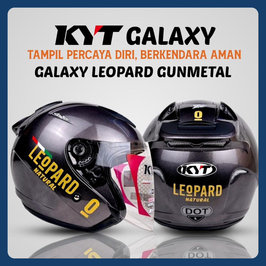 Kyt Galaxy Flat R Gunmetal Glossy Leopard / Helm Kyt Half Face New