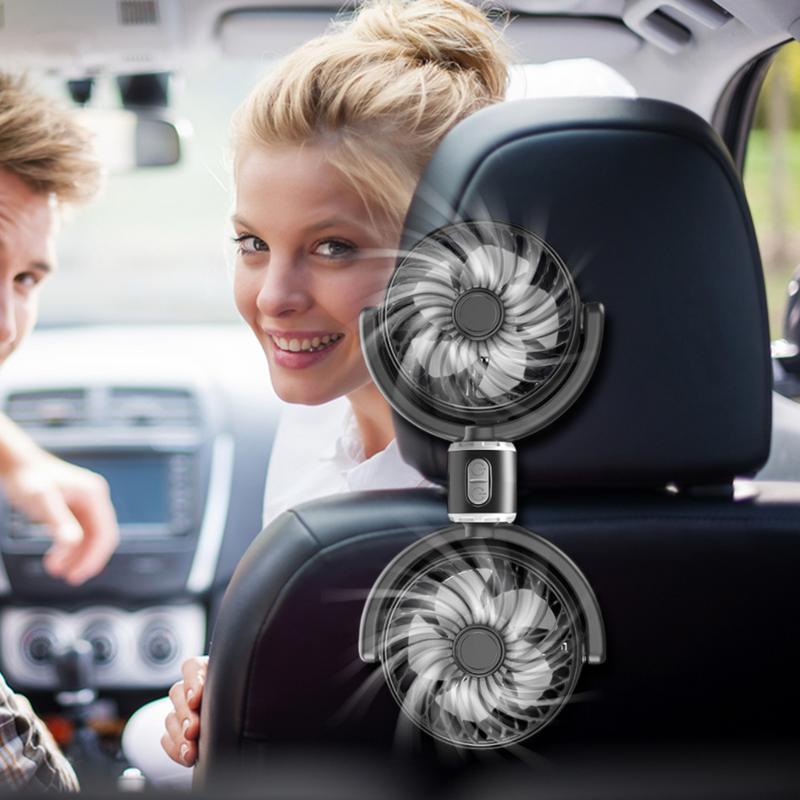 3-speed Car Cooling Fan USB 24V/12V Fan 5V USB arge Dual Head Car Fan 360 Degree Rotation Air Contio
