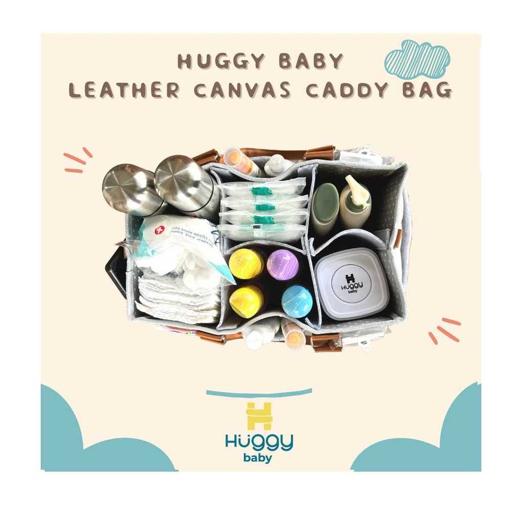 Huggy Baby BAG Tas Balita Serbaguna Leather Canvas Caddy Bag