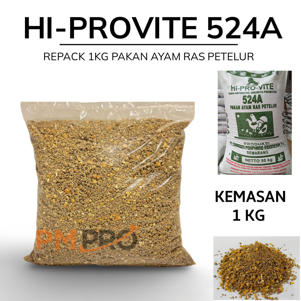 HI-PRO-VITE 524A Kemasan Repack 1kg Pakan Komplit Pur Ayam Petelur + Top Mix Produksi Telur