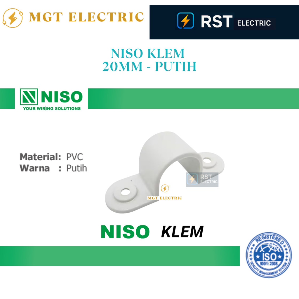 NISO KLEM PIPA CONDUIT 20MM - Putih