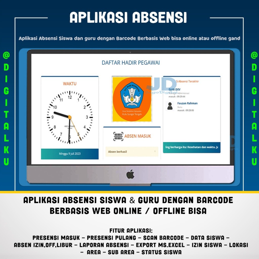 Aplikasi Absensi Siswa dan Guru dengan Barcode Berbasis Web Bisa Online Atau Offline Gand