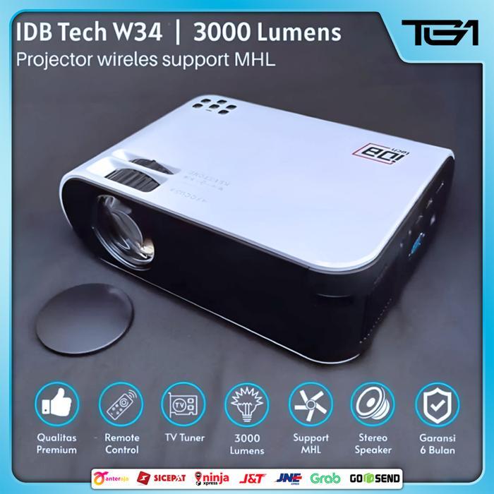 BEST Infocus Projector 4K Lyncer Wifi Wireless Proyektor Infokus - IDBTECH W34, wireles