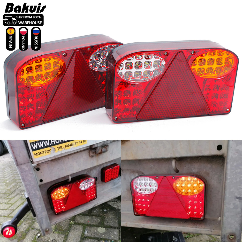 LED Rear Tail Light Trailer Light Universal Stop Incator Lamp Red Stop Brake Turn Signal Light Car C