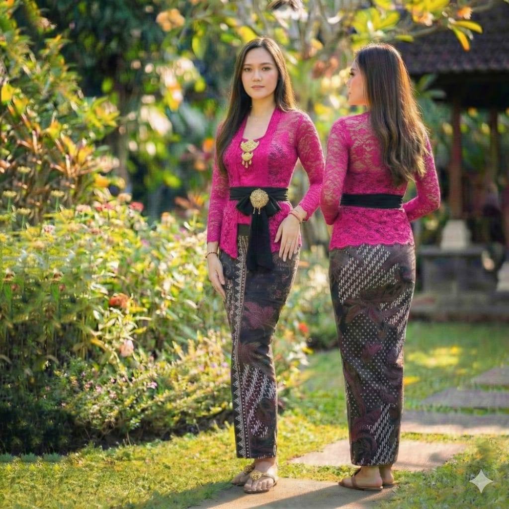 Setelan Kebaya Jadi+kamen moscrepe batik+Slendang/Setelan Kebaya Modern + Kamen Bali Melar+Selendang