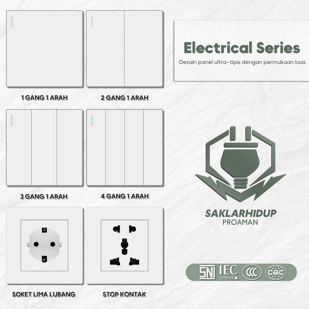 ZKUTECH stop kontak saklar Soket listrik New Model Warna Putih