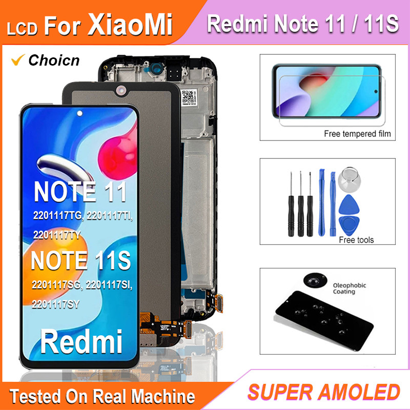 6.43'' Super AMOLED LCD For Xiaomi Redmi Note 11 LCD 2201117TL LCD Tou Screen Digitizer Assembly For