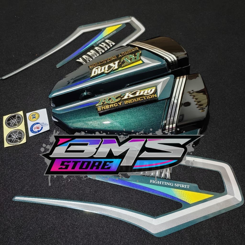 Striping stiker yamaha rx king 2001 warna hijau botol / rx king 2001 hijau botol / box aki rx king w