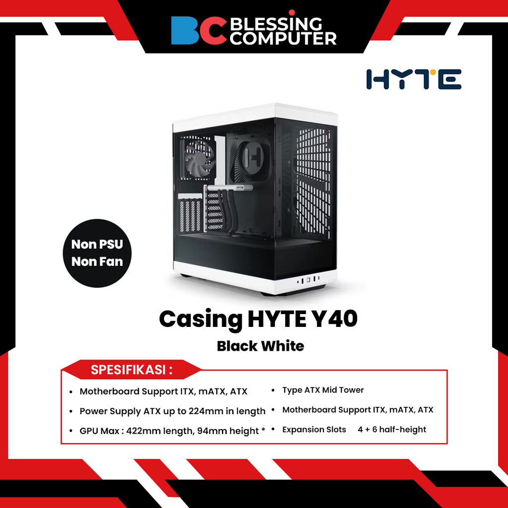 Casing HYTE Y40 Black White Non Psu