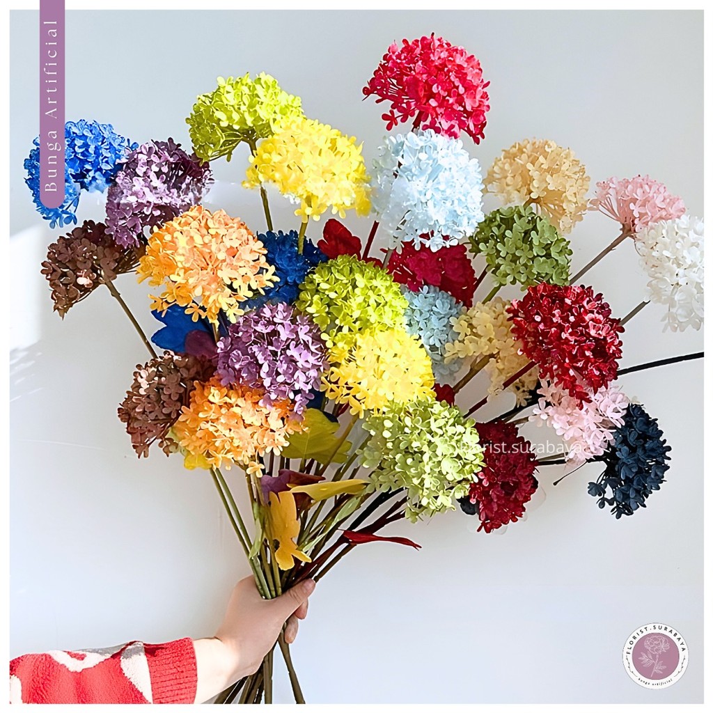 Bunga Ashoka Plastik K3 Artificial Bunga Hias Hantaran/Dekorasi Wedding Bunga Hydrangea Plastik
