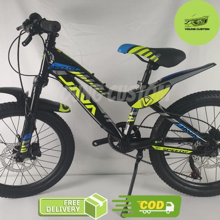 JAVA SPEEDY Sepeda MTB 20 Inch 7 Speed Alloy Frame Suspensi Fork Rem Hidrolik Disc Brake Shimano Tou