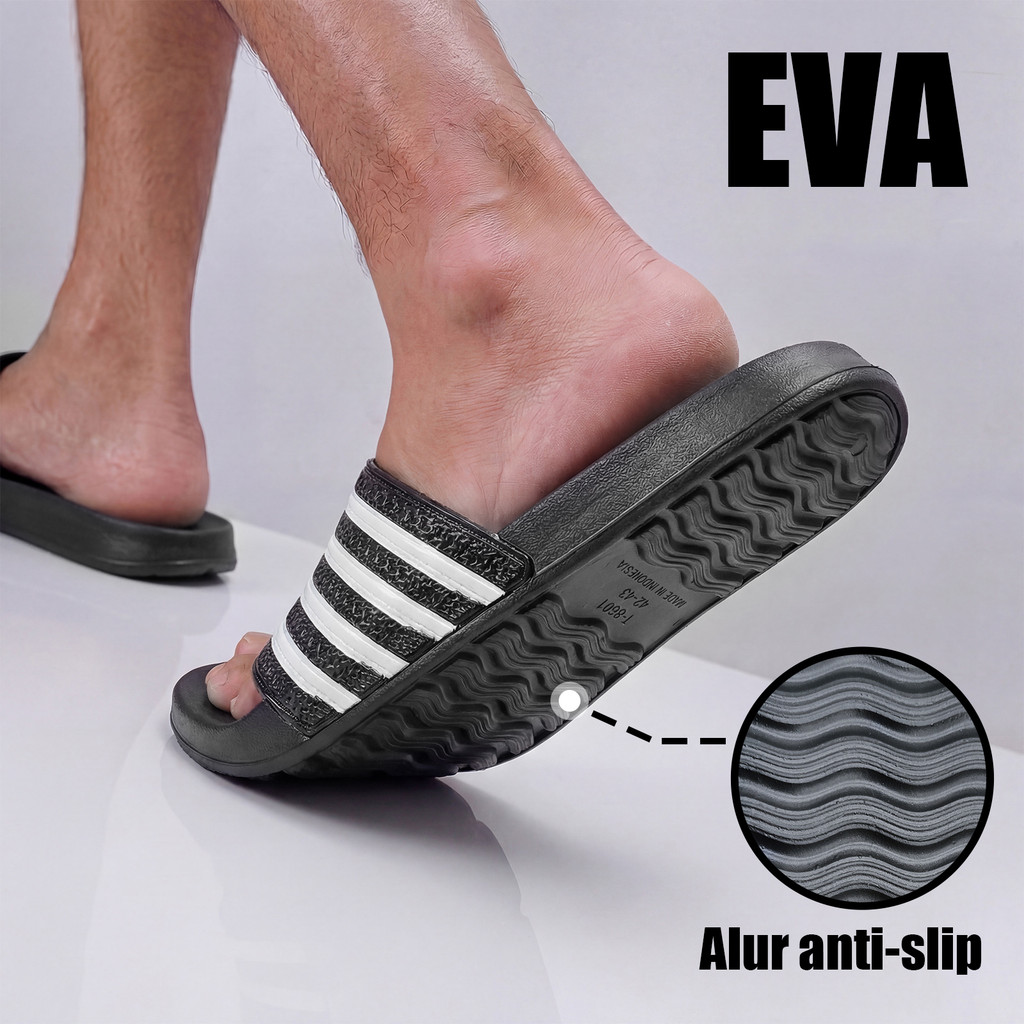 Sandal Slide Slip on Pria Sandal Rekat Pria Sandal Pria Karet Empuk Anti Slip Sepatu Sandal Pria Slo
