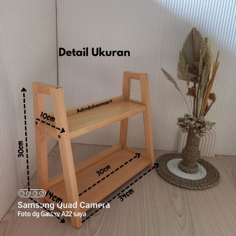 Rak Bumbu Dapur 2 Tingkat Full Kayu Rak Kayu Serbaguna