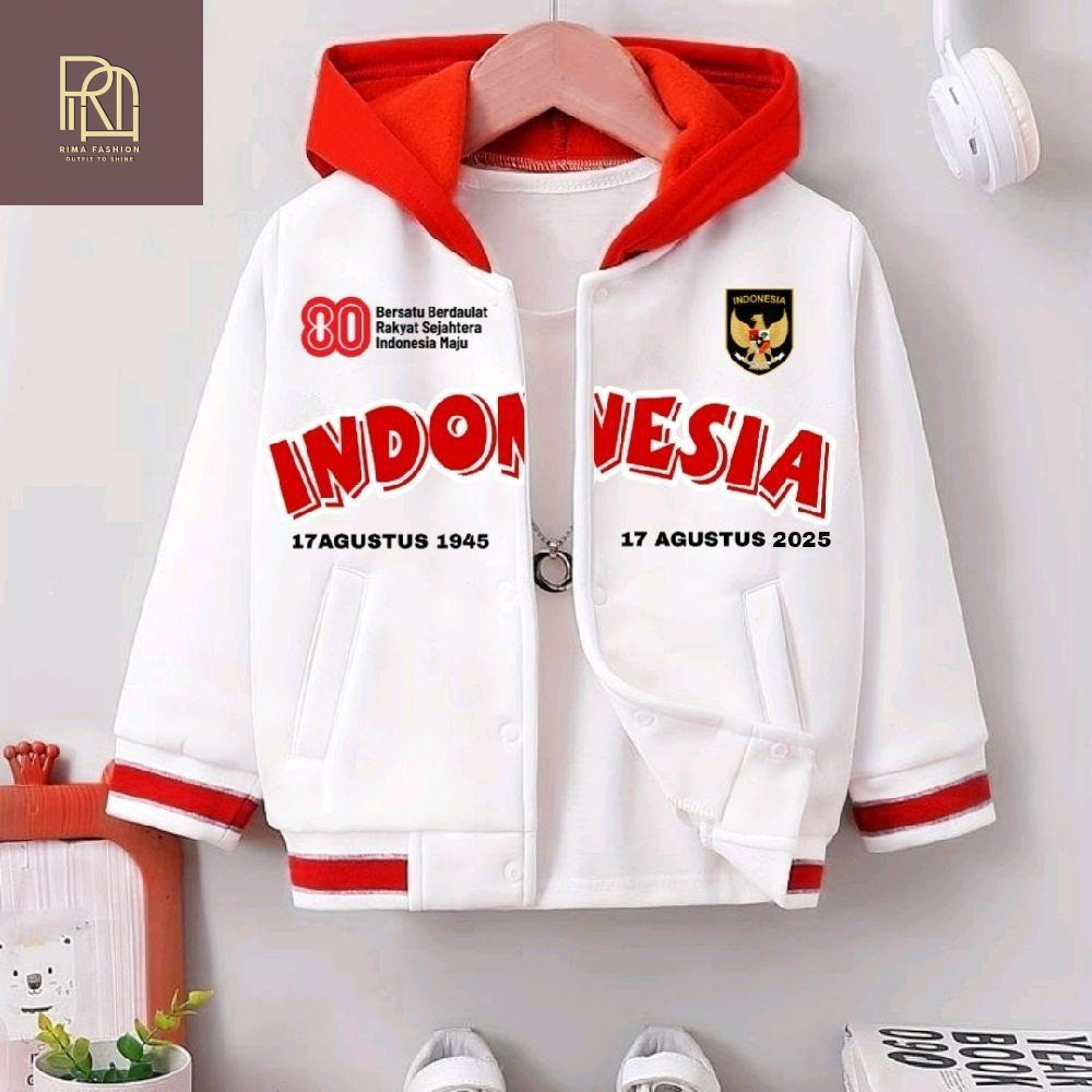 Jaket Anak Cowok Cewek Agustusan Usia 1 - 18 Tahun Jaket Anak Laki-laki Perempuan Warna Merah Putih 