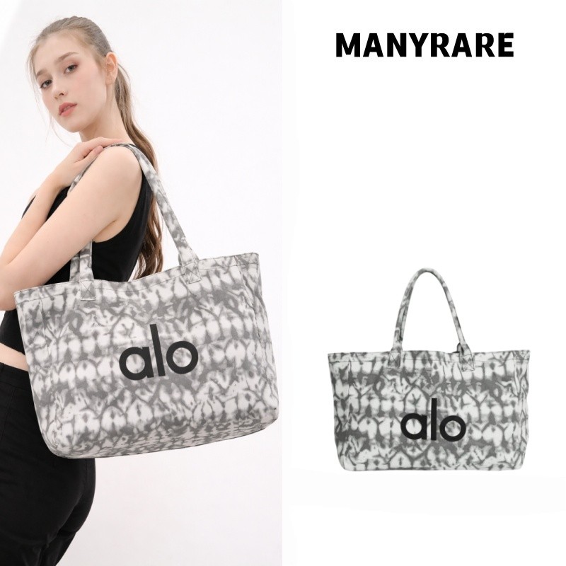 Alo Yoga Large Tie Dye Canvas Shopper Tote/Tas Belanja Ikonik Asli Alo Yoga/untuk Kebugaran dan Perj