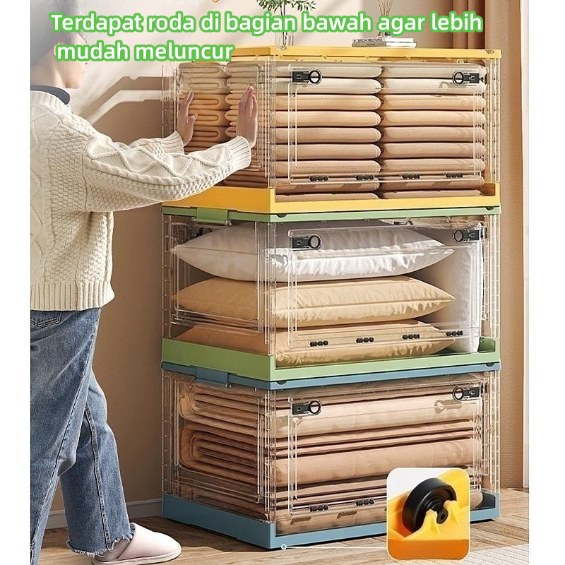 Storage Box Lipat  Transparan kotak plastik kotak penyimpanan plastik Kapasitas ekstra besar kontain