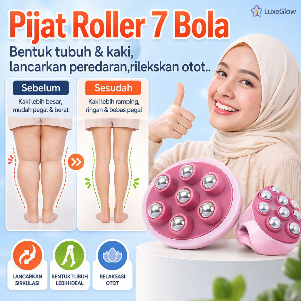 Alat Pelangsing Kaki 7 Bola Pijat/Pijat Gua Sha untuk Perut/Relaksasi Otot Tubuh/Pijat Kaki