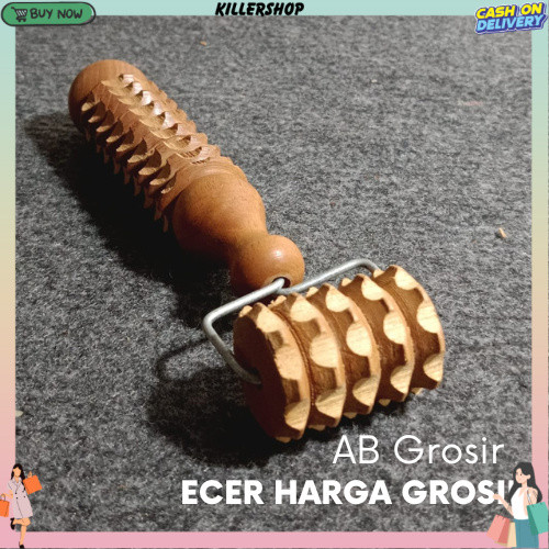 Alat pijat kayu ROLL KAWAT Roda gerigi pijat rol wajah tubuh tangan kaki terapi kesemutan KLR
